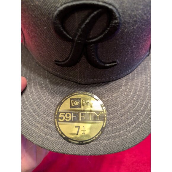 Tacoma Rainiers MiLB New Era 59FIFTY Fitted Hat 7 1/4 Gray Black R Logo Cap - Picture 2 of 10